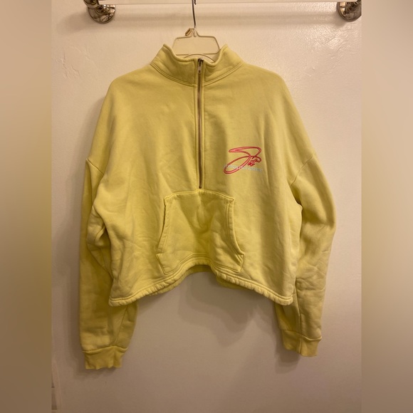 SET Active Sweaters - Set Active Quarter Zip Cropped Long Sleeve Sweater Size Large